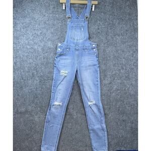 Cred NY Overalls Womens 7 Denim Jeans Distressed Ripped Thrashed